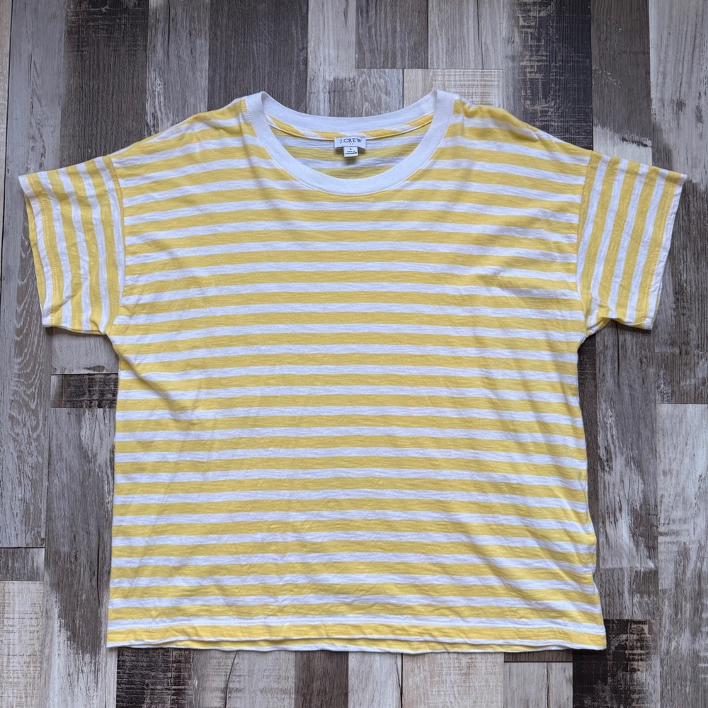Womens J Crew Yellow Striped T-Shirt size large